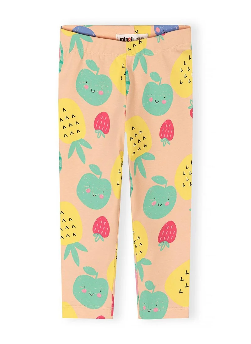 مينوتي Girls 3-pack fruit print capri leggings blue apricot white